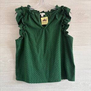 Ruffle-sleeve clip-dot top J.Crew fern canyon M